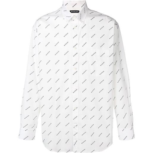 Balenciaga camicia con logo all-over - bianco