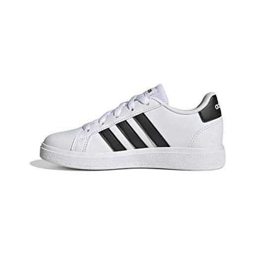 adidas grand court lifestyle tennis lace-up shoes, sneaker unisex - bambini e ragazzi, ftwr white matte silver matte silver, 35 eu