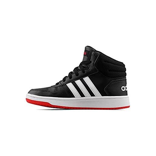 Adidas hoops mid 2.0 k, scarpe da basket, core black/ftwr white/vivid red, 29 eu