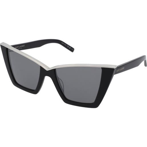 Saint Laurent sl 570 002 | occhiali da sole graduati o non graduati | prova online | plastica | cat eye | nero, argento | adrialenti