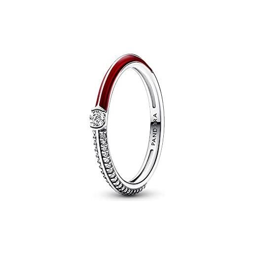 PANDORA me pavé & red sterling silver ring with clear cubic zirconia and red enamel, 56