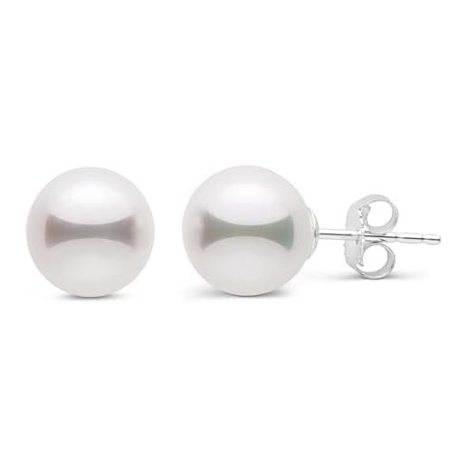 PERORNO orecchini da donna in argento sterling 925 con perle da 8,5 a 9 mm, perle da coltivate akoya dal giappone, 8.5-9 mm, argento sterling, perla