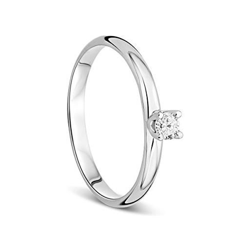 Orovi anello donna solitario in oro bianco con diamante taglio brillante ct 0.10 oro 9 kt / 375