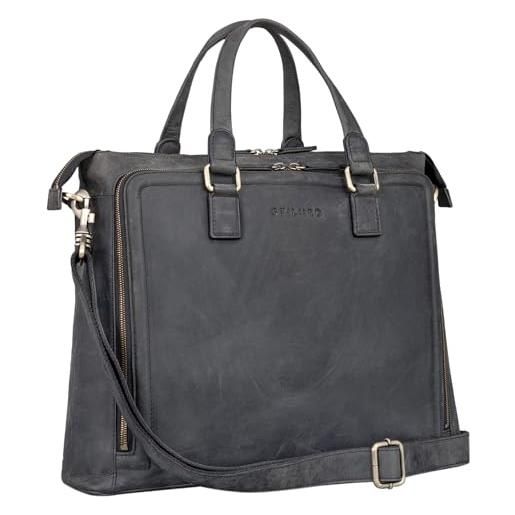 STILORD 'claire' borsa da lavoro donna in pelle ventiquattrore elegante vintage porta pc da 15 pollici cartella a4 ufficio, colore: carbon - grigio