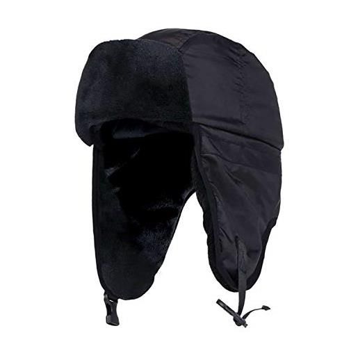 HEAT HOLDERS uomo inverno termico impermeabile sci nero cappello aviatore con paraorecchie (l/xl, black (trapper hat))