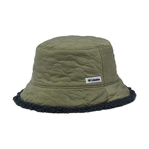 Columbia cappello da pescatore reversibile winter pass, unisex, verde pietra/nero, s/m
