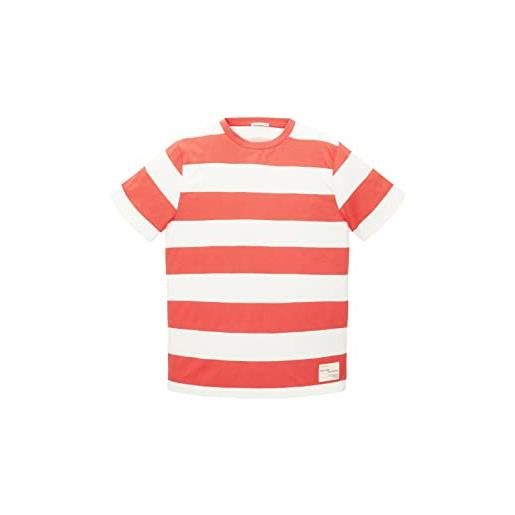 TOM TAILOR 1035993 maglietta righe, 31728 - off white red stripe, 140 cm bambini e ragazzi