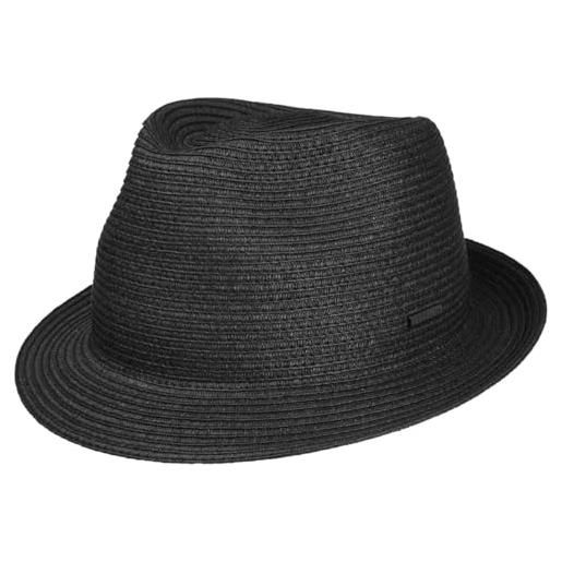Stetson cappello di paglia plain toyo trilby donna/uomo - estivo da sole primavera/estate - l (58-59 cm) nero