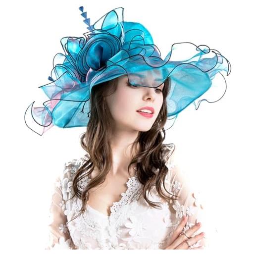 OLACD cappello da donna in organza leggero alla moda vintage: cappello da sole decorativo traspirante, copricapo per matrimonio, misura unica, organza