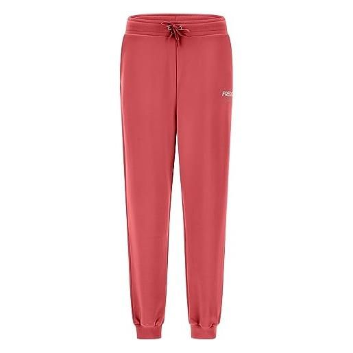FREDDY - pantaloni comfort fit vita alta in felpa garzata, donna, rosso, small
