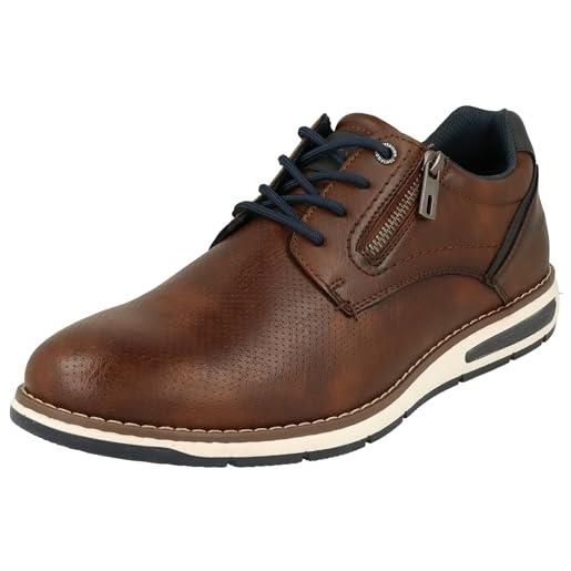 TOM TAILOR 7480090001, scarpe con lacci uomo, cognac, 40 eu