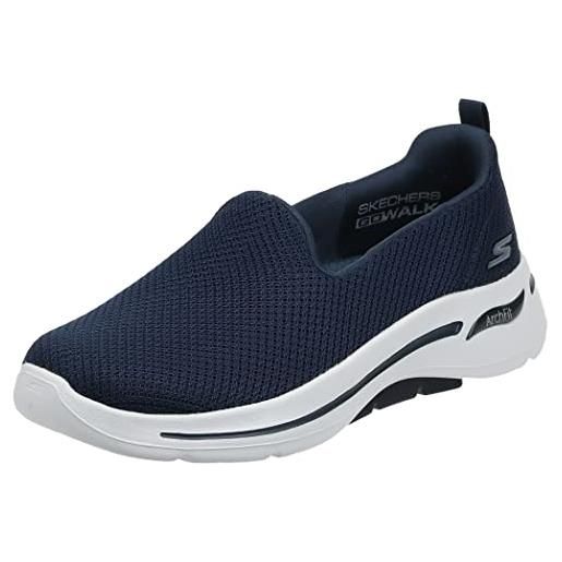 Skechers go walk arch fit-grateful, scarpe da ginnastica donna, blu navy/bianco, 38.5 eu larga