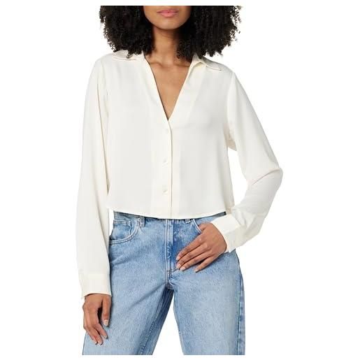The Drop harlow silky cropped blouse camicie, whisper bianco, s