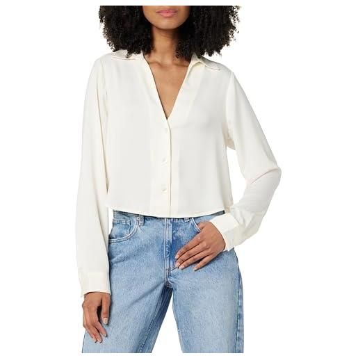 The Drop harlow silky cropped blouse camicie, grigio scuro, xs