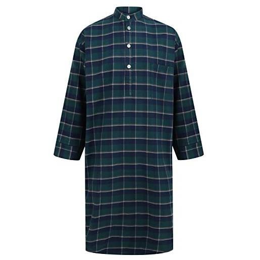 Somax - camicia da notte da uomo, in cotone spazzolato, colore: verde/navy verde/blu navy. Xxl