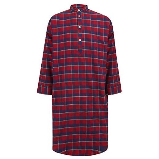 Somax - camicia da notte in cotone spazzolato con motivo tartan rosso/blu. M