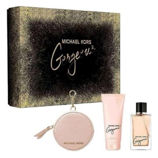 Michael Kors gorgeous by Michael Kors for women - 3 pz gift set 3,4oz edp spray, 3,4oz body lozione, round purse