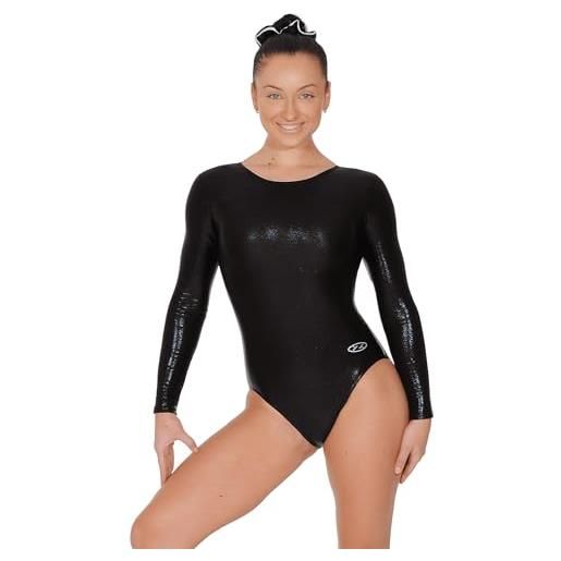 The Zone glam - body da ginnastica a maniche lunghe, taglia 34, colore: nero