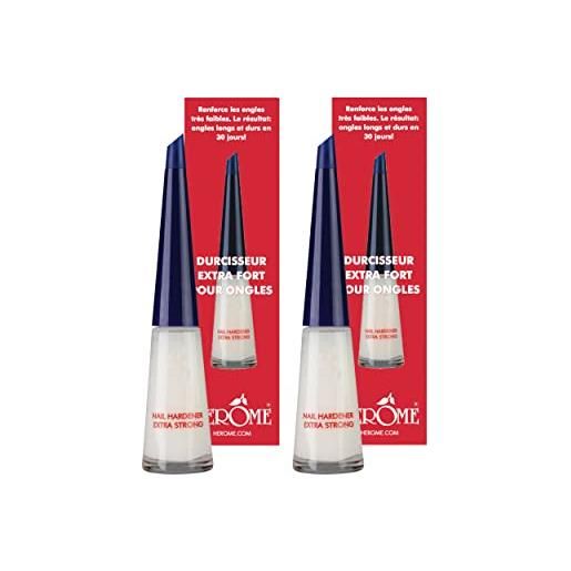 Herome smalto rinforzante unghie extra forte 2x10ml (nail hardener extra strong)- rinforzante indurente unghie trasparente professionale senza formaldeide con primi risultati in 8 giorni