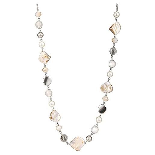 FULU AUTUMN collana lunga di perle in pietra per le donne collana a catena in argento con cristalli di conchiglia gioielli di moda regalo di natale per la mamma, perla cristallo, perla