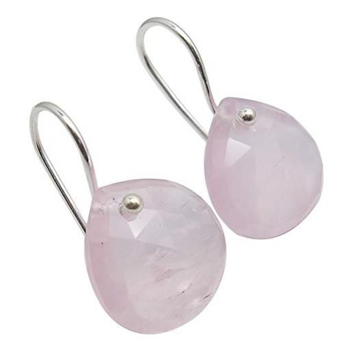 SilverStarJewel orecchini in argento massiccio 925 con quarzo rosa naturale 2,5 cm fidanzamento da donna