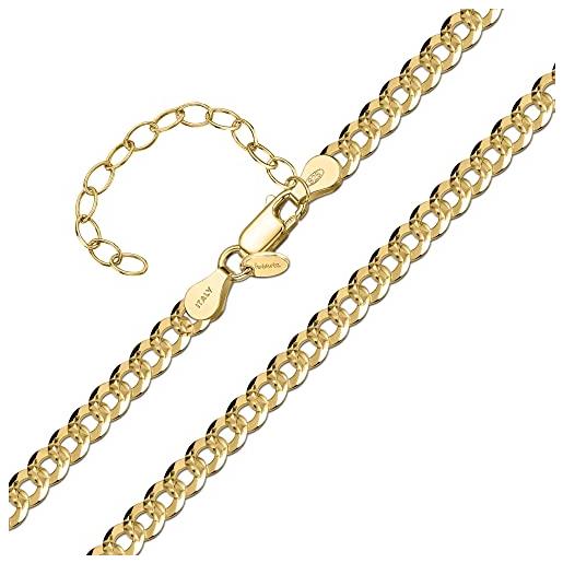 Amberta collana diamantata da donna in argento sterling 925: placcato oro 18k barbazzale 5.5 mm 41 cm