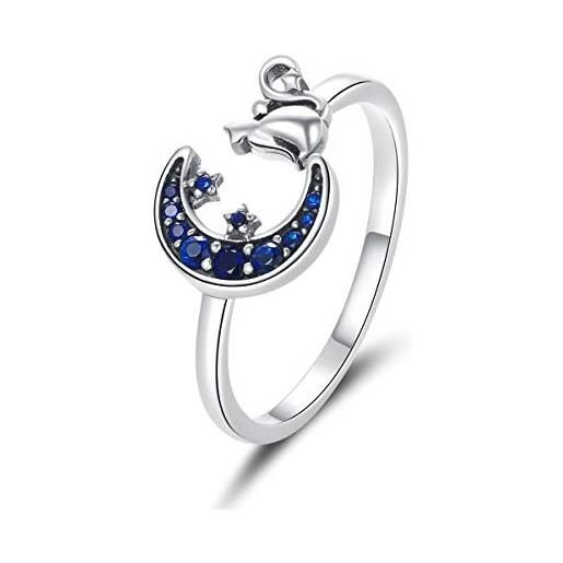 NewL moon & cat - anello regolabile in argento sterling 925