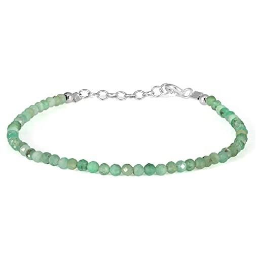 GEMSTONE COUTURE bracciale con smeraldi naturali per donna gioielli fatti a mano con pietre preziose in argento sterling 925-22 cm