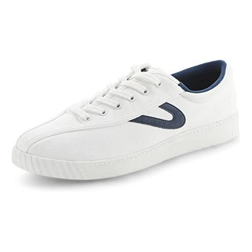 Tretorn nyliteplus - scarpe da ginnastica da uomo, in tela, con lacci, stile classico vintage, bianco blu marino. , 43 eu