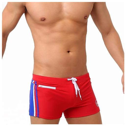 VhoMes mens swimwear with push-up swimming trunks boxer with pocket sexy men breathable swim suit speed beach shorts