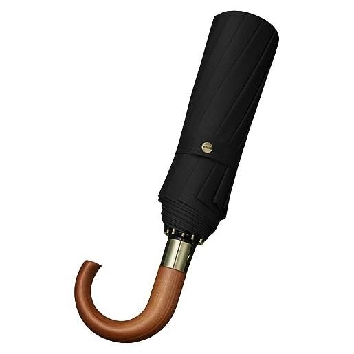 SpaRcz ombrello ombrello automatico da uomo con manico curvo in legno massello-nero