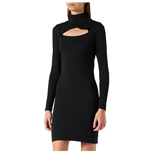 Urban Classics abito da donna in jersey elasticizzato con scollo a v, vestito donna, nero, s