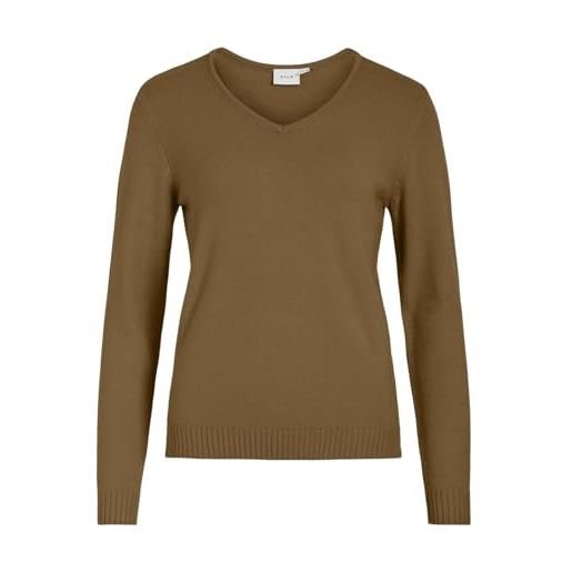 Vila clothes viril l/s v-neck knit top-noos, felpa donna, grigio (light grey melange), 38 (taglia produttore: medium)