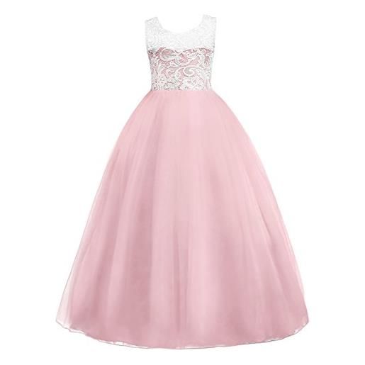 IBTOM CASTLE abito bambina principessa vestito da cerimonia per la damigella floreale matrimonio carnevale tutu compleanno bambina festa sera rosa 15-16 anni