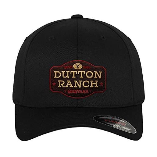 Yellowstone licenza ufficiale dutton ranch flexfit cap (nero), small/medium