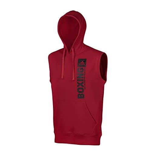 adidas community vertical hoody sleeveless boxing felpa con cappuccio senza maniche, rosso/nero, l uomo