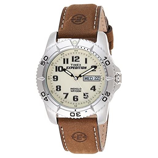 Timex t46681su orologio da polso da uomo, pelle, marrone