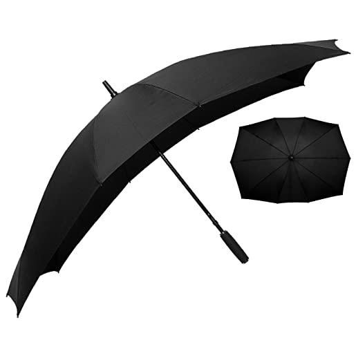 Falcone le monde du du ombrello falconetw3noir - ombrello destro per due persone, colore: nero, xxl, diametro 140 cm, con 10 stecche in fibra di vetro, infrangibili, colore: nero