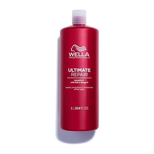 Wella Professionals ultimate repair shampoo, shampoo professionale rimuove le impurità e ricostruisce i capelli, per tutti i tipi di capelli danneggiati, 1l