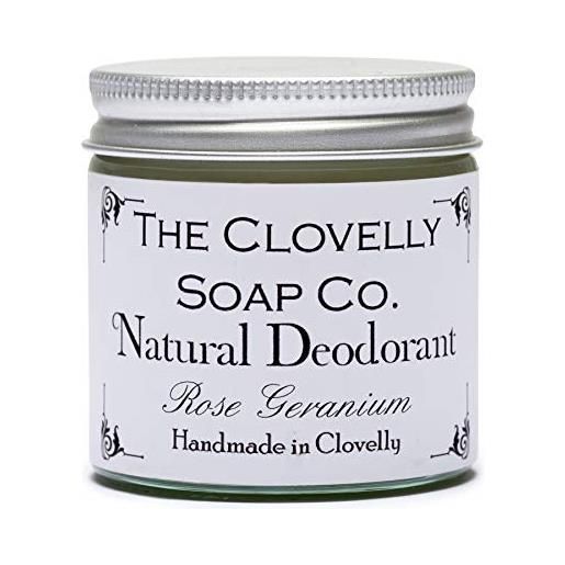 The Clovelly Soap Co. clovelly soap co balsamo deodorante naturale e fatto a mano al geranio rosa, barattolo di vetro da 60gr