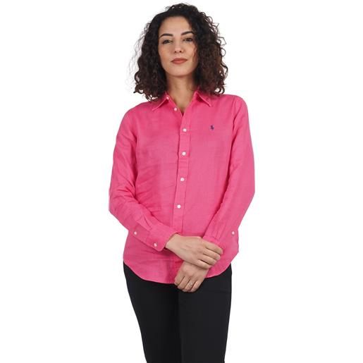 Polo ralph lauren camicia donna in lino desert pink