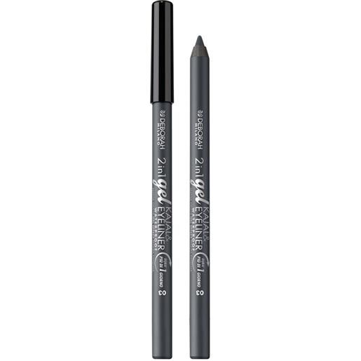 DEBORAH 2in1 gel kajal&eyeliner 03 grey matita waterproof precisa morbida