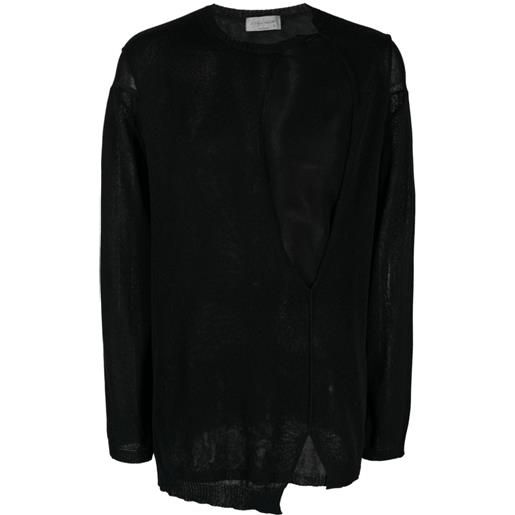 Yohji Yamamoto maglione con cut-out - nero
