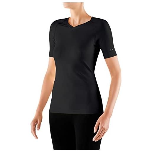 Falke cool v neck w s/s ts filo funzionale asciugatura rapida 1 pezzo, maglietta donna, nero (black 3000), m