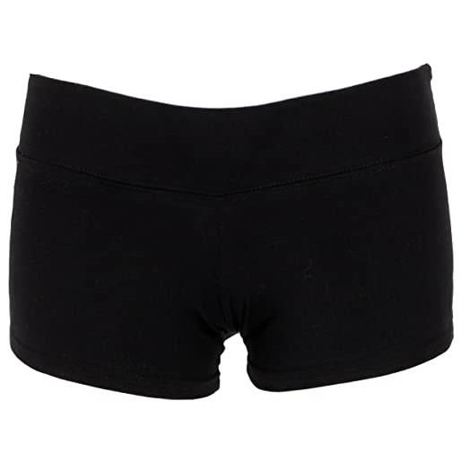 GURU SHOP goa pantys hotpants, bikini shorts, donna, cotone, shorts, leggings abbigliamento alternativo, nero , s