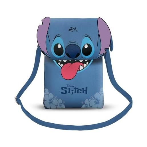 Disney lilo e stitch tongue-borsa porta cellulare, blu, 12 x 20 cm
