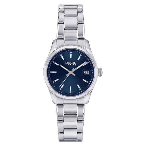 Breil orologio donna classic elegance quadrante mono-colore blu movimento solo tempo - 3 lancette quarzo e bracciale acciaio argento ew0597
