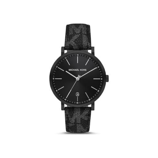 Michael Kors - outlet irving collection, colore nero, orologio in pelle da uomo mk8812