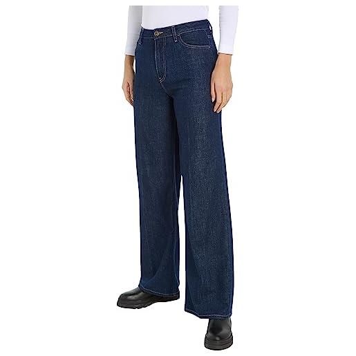 Tommy Hilfiger jeans donna wide leg vita alta, blu (rue), 26w / 30l