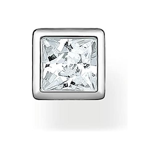 Thomas Sabo orecchino singolo in argento con pietra bianca quadrata h2256-051-14, taglia unica, argento sterling, zircone